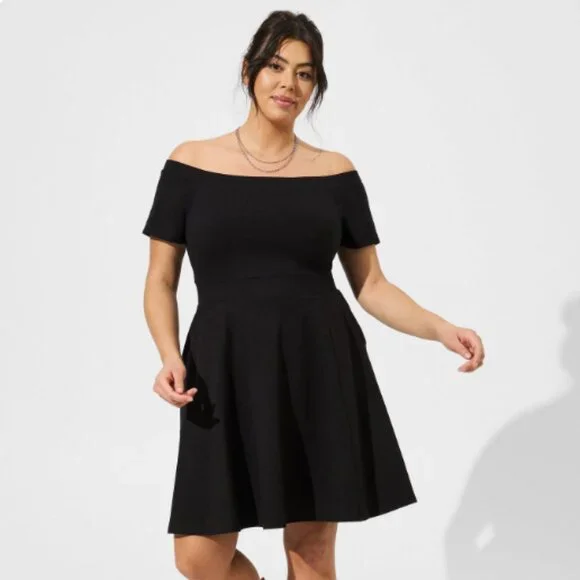 torrid | Dresses | Torrid Nwt Dress Size Black Mini Foxy Off Shoulder  Skater Dress | Poshmark